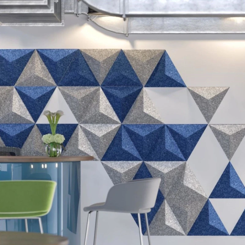 Panou acustic decorativ triunghi fetru 300x300x300 mm
