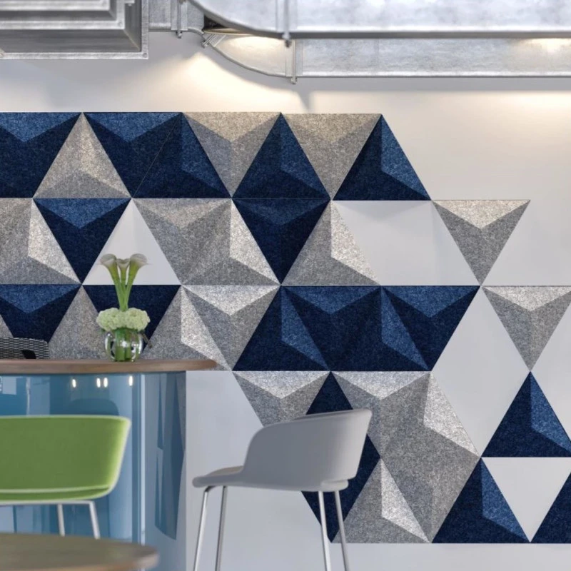 Panou acustic decorativ triunghi fetru 300x300x300 mm