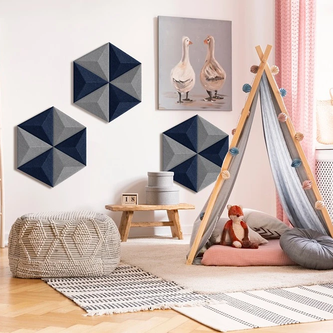 Panou acustic decorativ triunghi fetru 300x300x300 mm