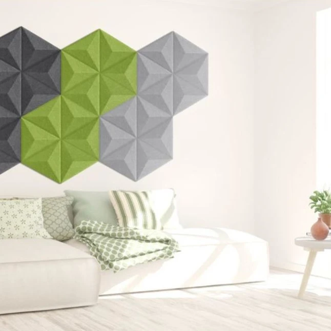 Panou acustic decorativ triunghi fetru 300x300x300 mm
