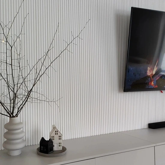 Panou Riflaj Polimer Dur 3D L0101T Lamelli Stretto White Alb 1.2x12x200 cm