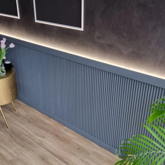 Panou Riflaj Polimer Dur 3D L0101 Lamelli Stretto Alb 1,2x12x270 cm