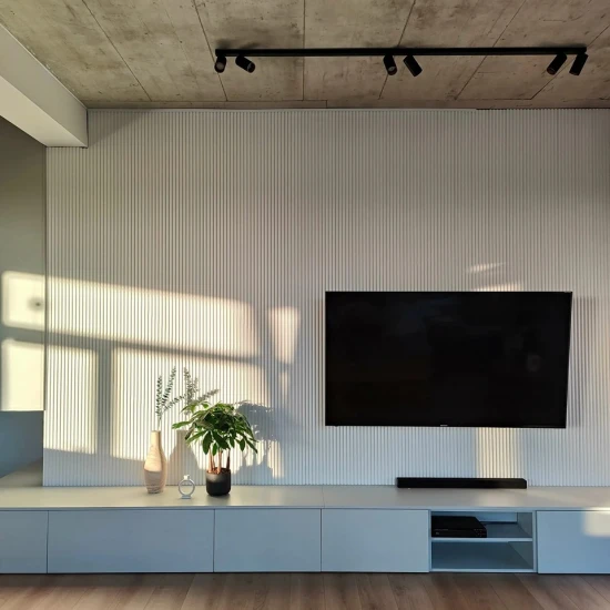 Panou Riflaj Polimer Dur 3D L0101 Lamelli Stretto Alb 1,2x12x270 cm