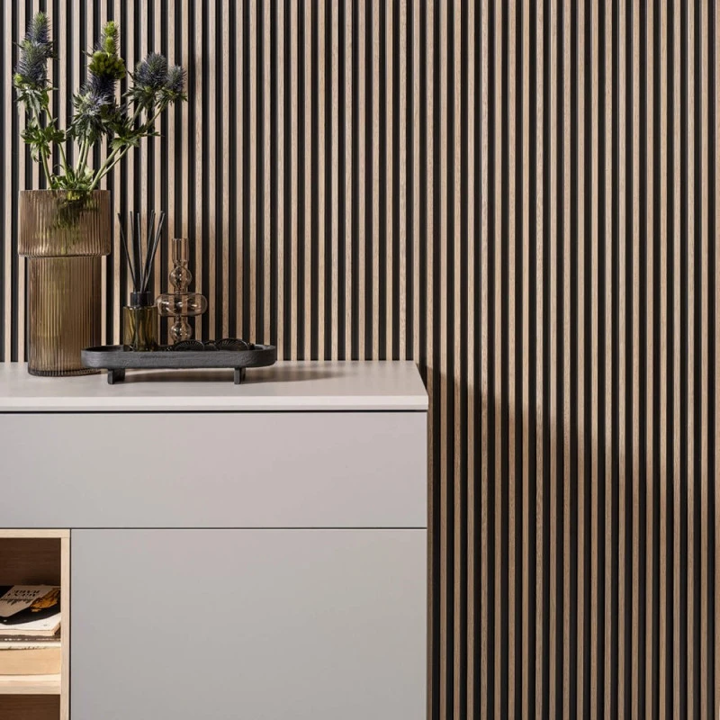 Panou Riflaj Polimer Dur 3D L0103T Lamelli Stretto Gray Oak Stejar Gri 1.2x12x200 cm