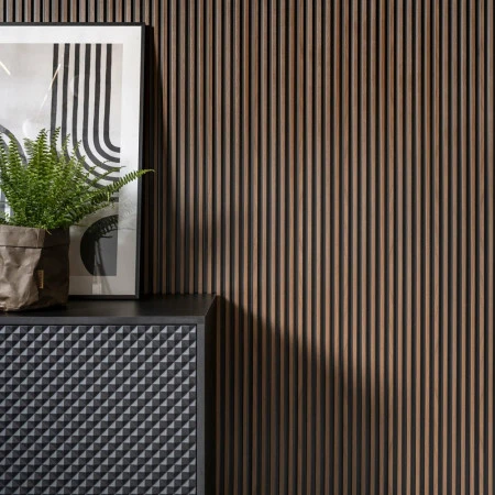Panou Riflaj Polimer Dur 3D L0104T Lamelli Stretto Dark Oak Stejar Inchis 1.2x12x200 cm