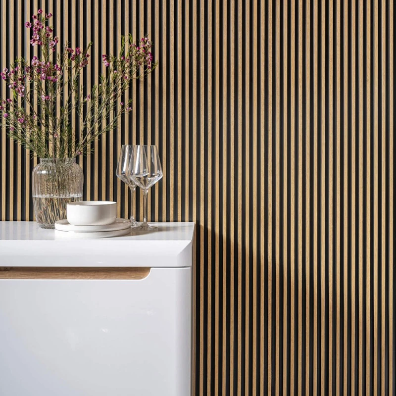 Panou Riflaj Polimer Dur 3D L0105T Lamelli Stretto Natural Oak Stejar Natural 1.2x12x200 cm