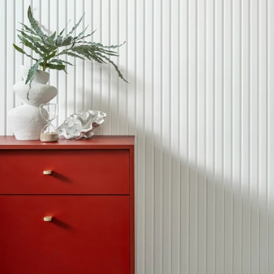 Panou Riflaj Polimer Dur 3D L0201P Lamelli Medio Alb Satinat 1.2x12.1x270 cm