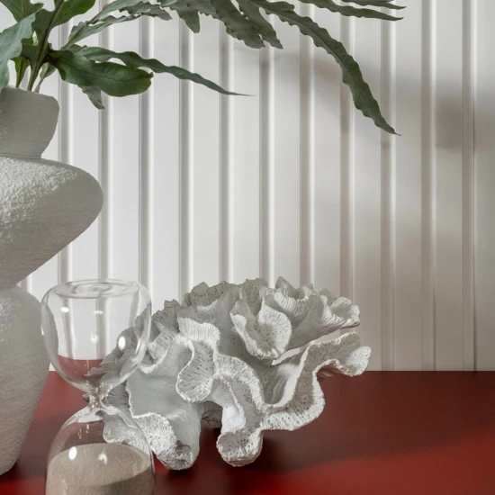 Panou Riflaj Polimer Dur 3D L0201P Lamelli Medio Alb Satinat 1.2x12.1x270 cm