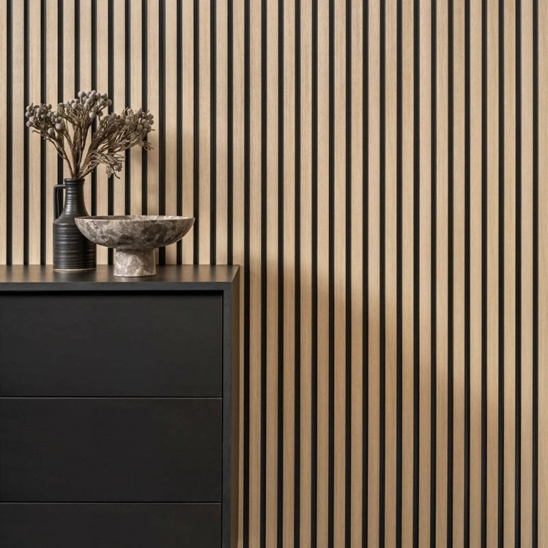 Panou Riflaj Polimer Dur 3D L0202T Lamelli Medio Light Oak Stejar Deschis 1.2x12.1x200 cm