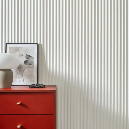 Panou Riflaj 3D Polimer Dur WP002TP Premium Lumio Alb Satinat 200x24.7x1.15 cm