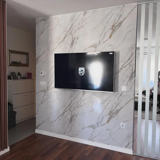 Panou Decorativ Marmură Ușoară Carrara Gold 122x244 cm