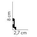 Plinta decorativa 8x2.7x200 cm, polimer rigid, alba, vopsibila, Mardom MD024, geometrica