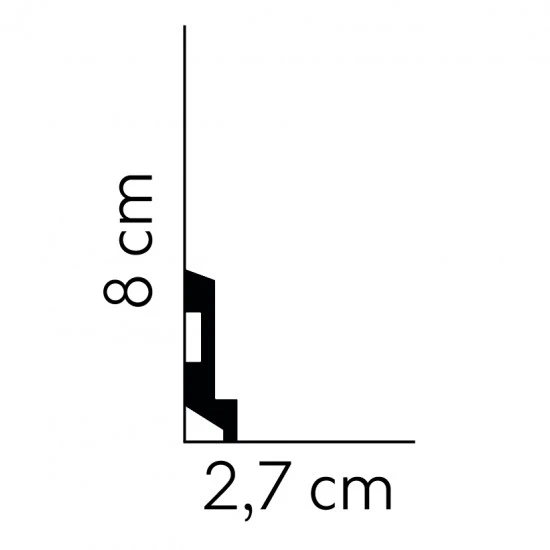 Plinta decorativa 8x2.7x200 cm, polimer rigid, alba, vopsibila, Mardom MD024, geometrica