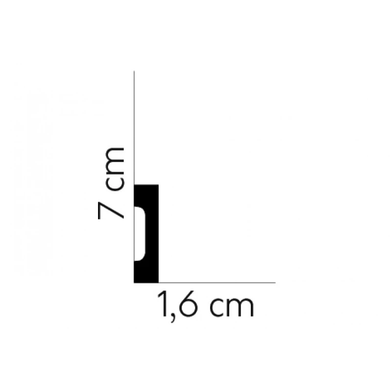 Plinta decorativa 7x1.6x200 cm, polimer rigid, alba, vopsibila, Mardom MD359