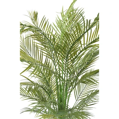 Vedere de jos a Areca Multi Tree artificiala cu 5 trunchiuri în ghiveci negru PVC