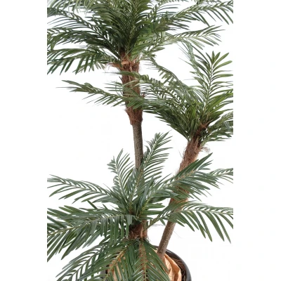 Palmier artificial 3 trunchiuri, 160 cm, trunchi lemn + fibre, foliaj tergal  Vert Espace