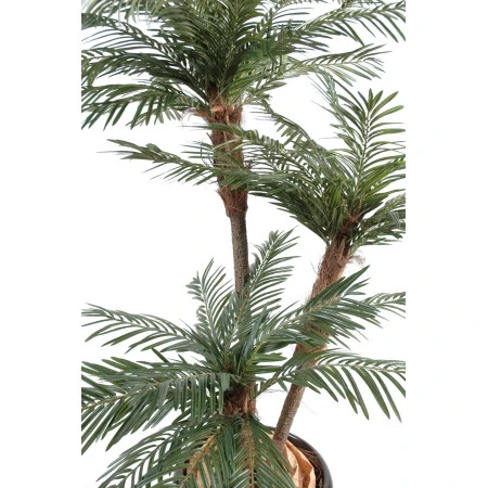Palmier artificial 3 trunchiuri, 160 cm, trunchi lemn + fibre, foliaj tergal 