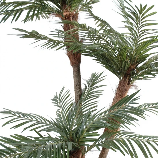 Palmier artificial 3 trunchiuri, 200 cm, culoare verde, trunchi lemn + fibre