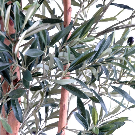 Măslin artificial decorativ, trunchi noduros, 150 cm, verde, masline negre