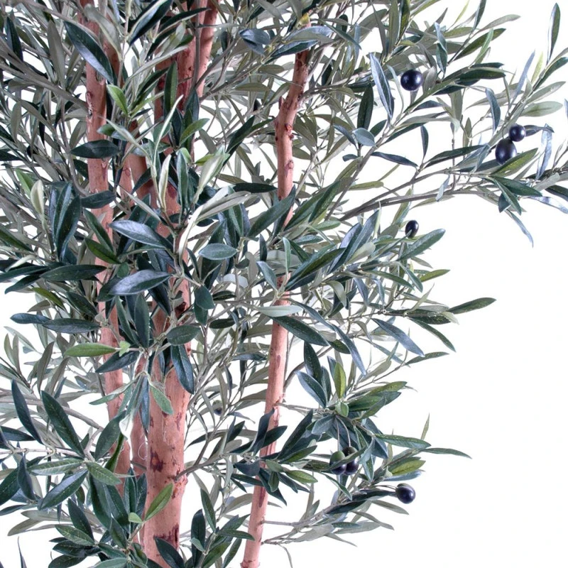Măslin artificial decorativ, trunchi noduros, 150 cm, verde, masline negre
