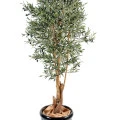 Măslin artificial decorativ, trunchi noduros, 150 cm, verde, masline negre