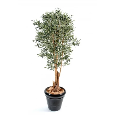 Măslin artificial decorativ, trunchi noduros, 150 cm, verde, masline negre Vert Espace