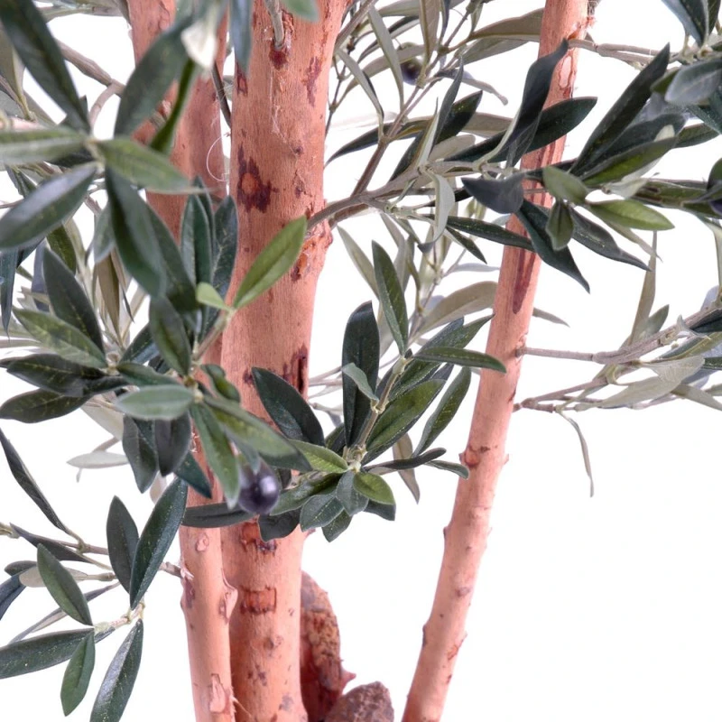 Măslin artificial decorativ, trunchi noduros, 150 cm, verde, masline negre
