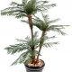 Palmier artificial 3 trunchiuri, 200 cm, culoare verde, trunchi lemn + fibre