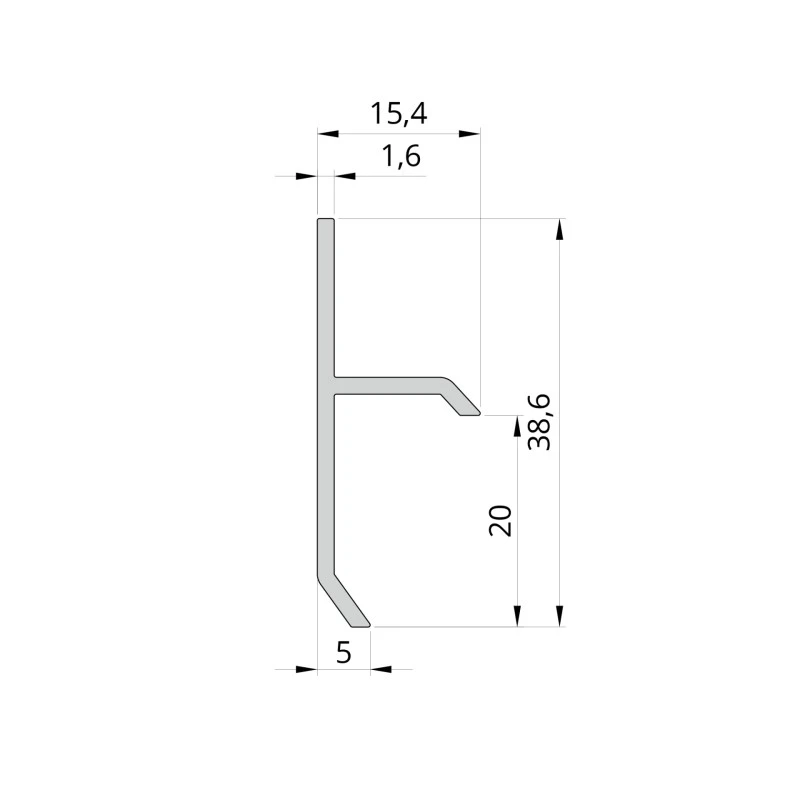 Plinta ascunsa shadow gap aluminiu alb 20 mm x 3 m F1 2015W
