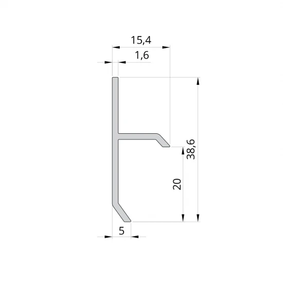 Plinta ascunsa shadow gap aluminiu negru 20 mm x 3 m F1 2015