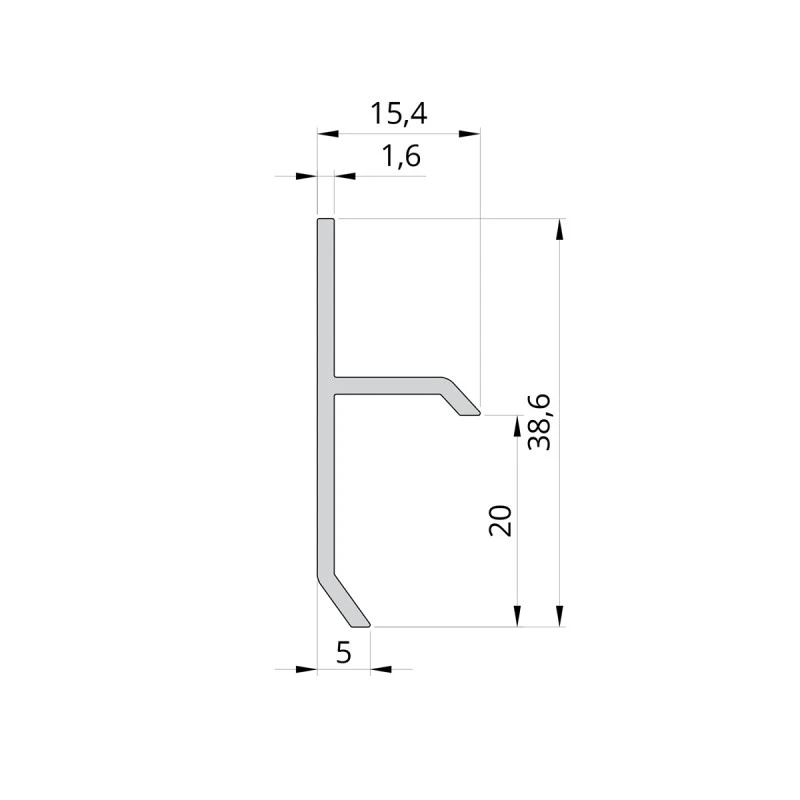Plinta ascunsa shadow gap aluminiu negru 20 mm x 3 m F1 2015
