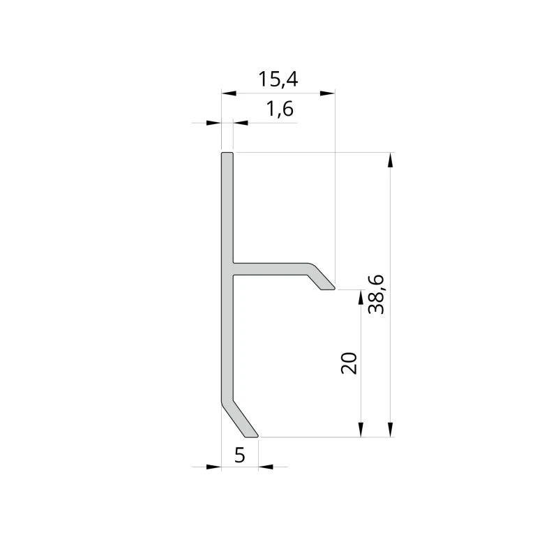 Plinta ascunsa shadow gap aluminiu vopsibila RAL 20 mm x 3 m F1 2015R