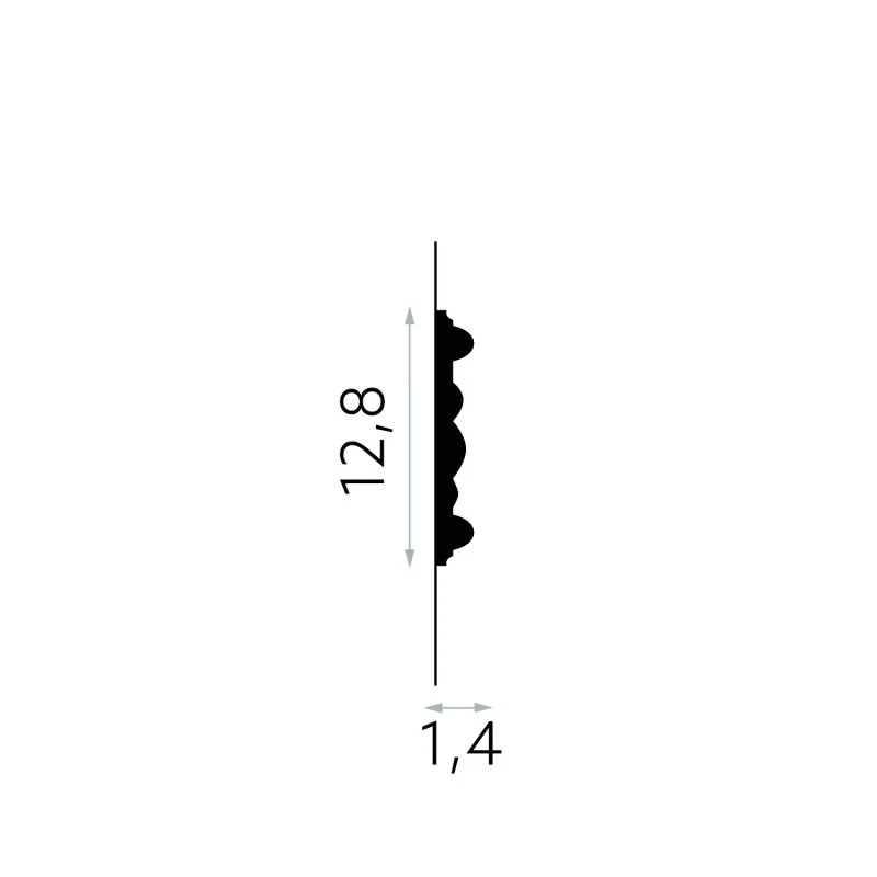 Brau decorativ perete 12,8 x 1,4 x 200 cm MDC236