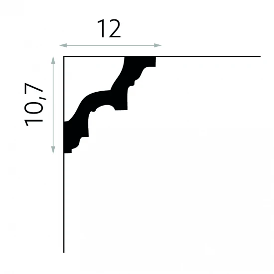 Cornisa decorativa MDA046, poliuretan, 200x10,7x12 cm