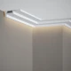 Cornisa tavan QL024 polimer rigid 3 x 8.5 x 200 cm compatibila LED, minimalista, alb vopsibil, Mardom Decor