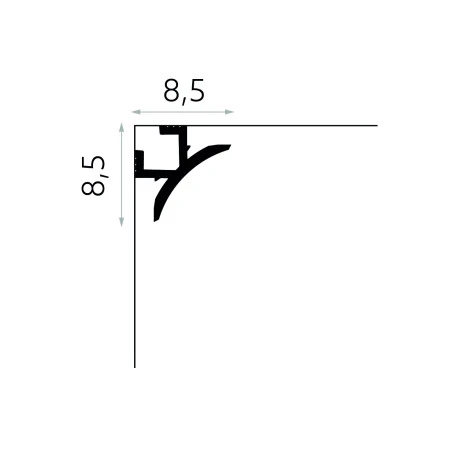 Cornișă cu LED pentru Tavan și Perete QL002 8.5x8.5 cm