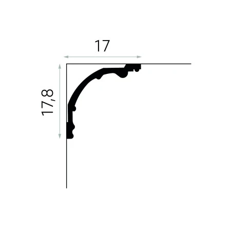 Profil Decorativ Cornișă pentru Plafon MDB128 Mare 17.8x17x200 cm