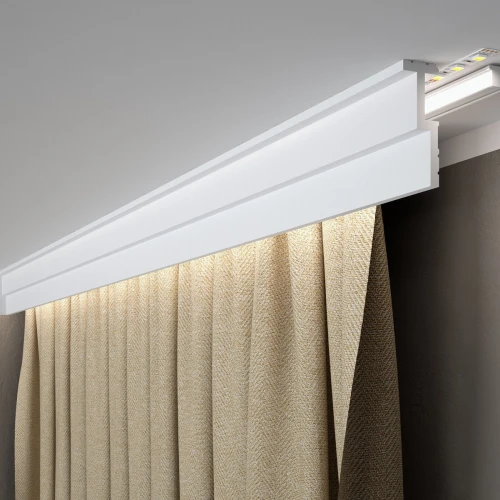 Masca galerie QL024 polimer rigid 8.5 x 3 x 200 cm, minimalista, alb mat vopsibil, Mardom Decor