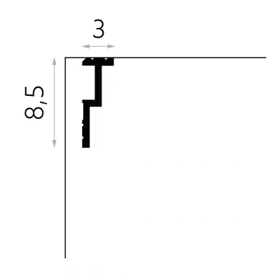 Masca galerie QL024 polimer rigid 8.5 x 3 x 200 cm, minimalista, alb mat vopsibil, Mardom Decor