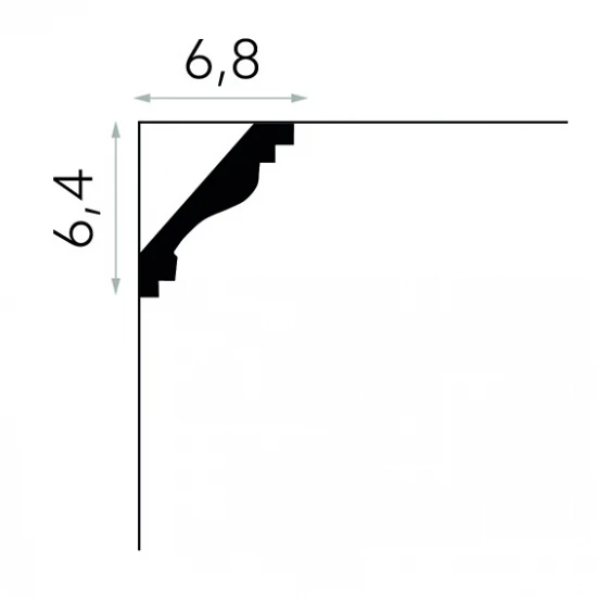 Cornisa decorativă de tavan MDB064 6,4x6,8x200 cm