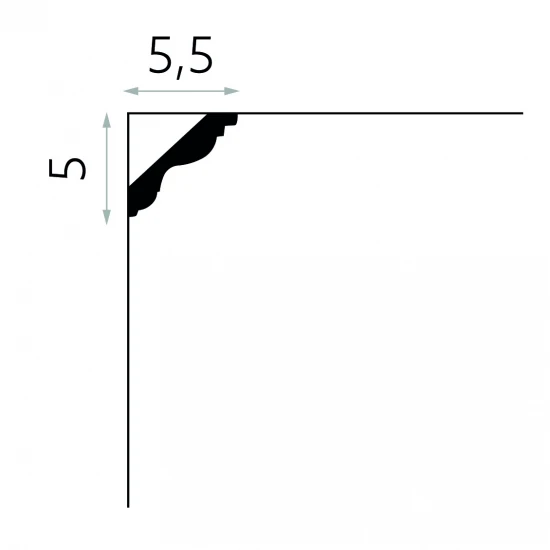 Profil Mic Cornișă Tavan MDB147 5x5.5x200 cm