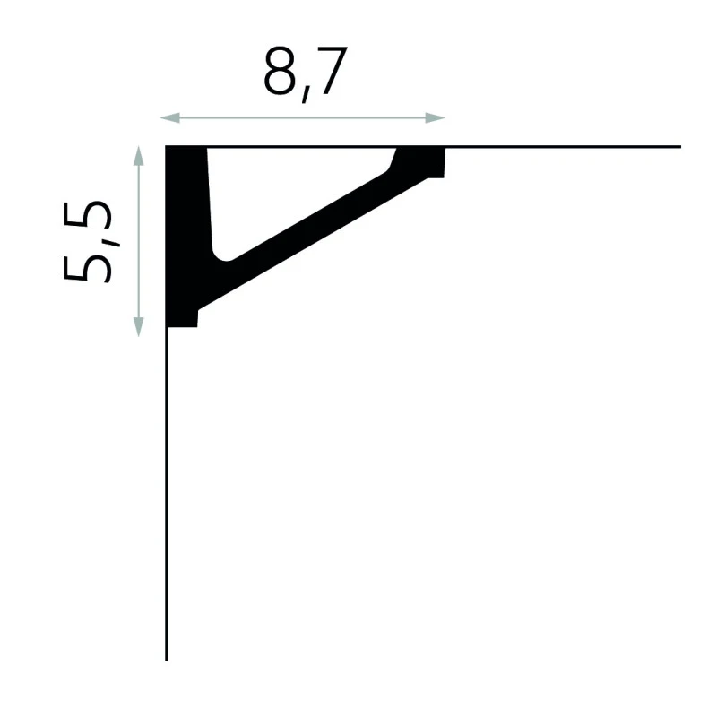Profil Triunghiular Mediu de Tavan MDB132 5.5x8.7x200 cm