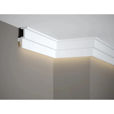 Sistem iluminare indirecta LED QL024 + MD010 polimer rigid 4.5 x 8.5 x 200 cm alb mat vopsibil