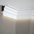 Sistem iluminare indirecta LED QL025 + MD010 polimer rigid 7.5 x 11 x 200 cm geometric, alb vopsibil