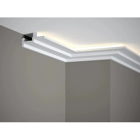 Sistem iluminare indirecta LED QL024 + MD010 polimer rigid 4.5 x 8.5 x 200 cm alb mat vopsibil