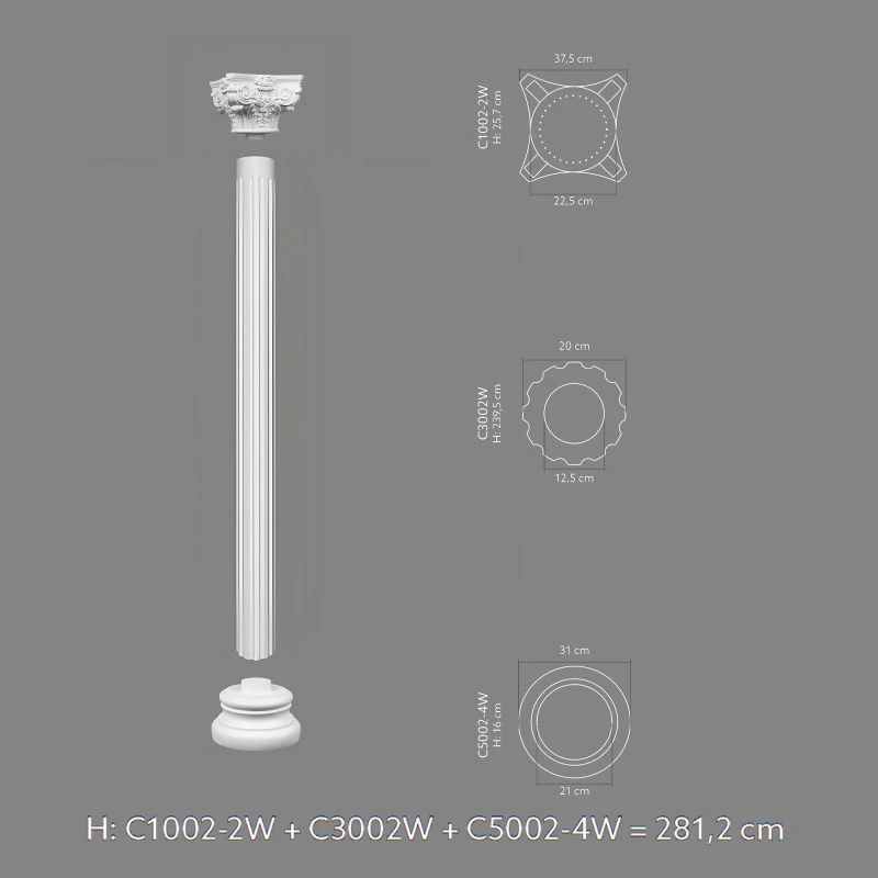 Capitel decorativ coloana Ø 20 cm C1002-2W 37,5 x 37,5 x 25,7 cm