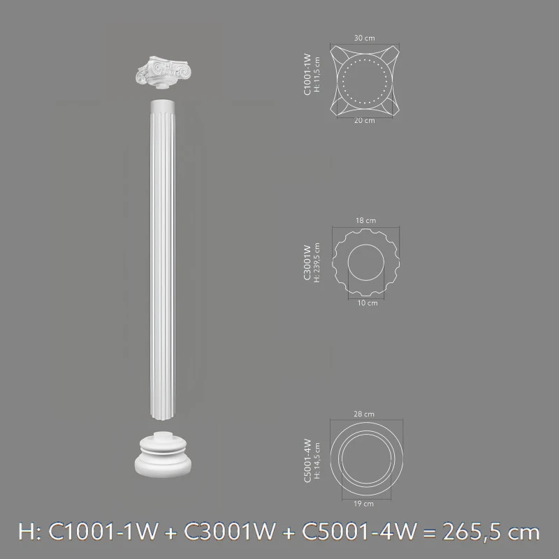 Capitel decorativ coloana Ø 18 cm C1001-1W 30 x 30 x 11,5 cm
