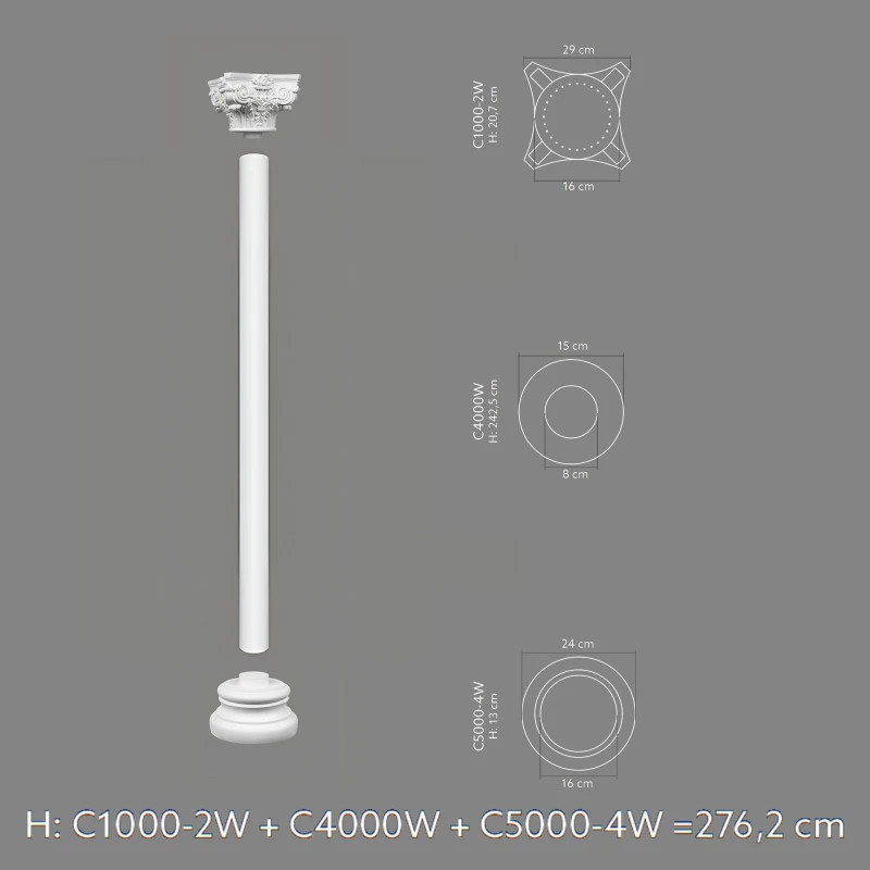 Capitel decorativ coloana Ø 15 cm C1000-2W 29 x 29 x 20,7 cm
