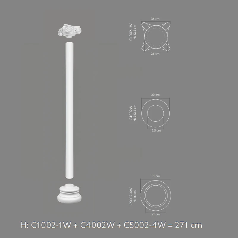 Capitel decorativ coloana Ø 20 cm C1002-1W 36 x 36 x 12,5 cm
