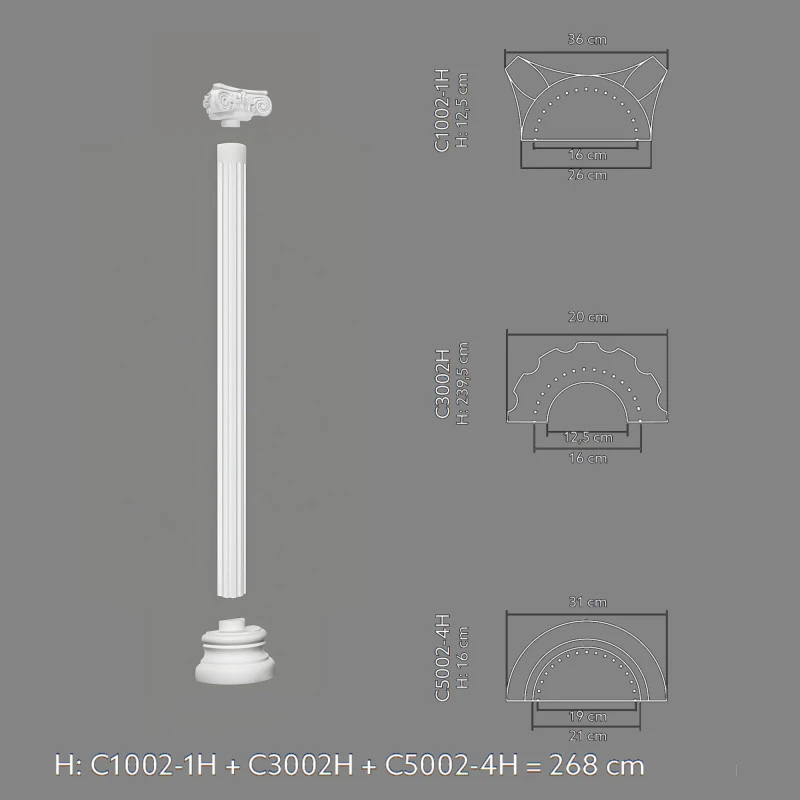 Capitel decorativ semicoloana C1002-1H 36 x 18 x 12,5 cm